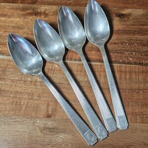 4 Oneida Community Silverplate Noblesse Spoons 6" no monogram 1930s Art Deco